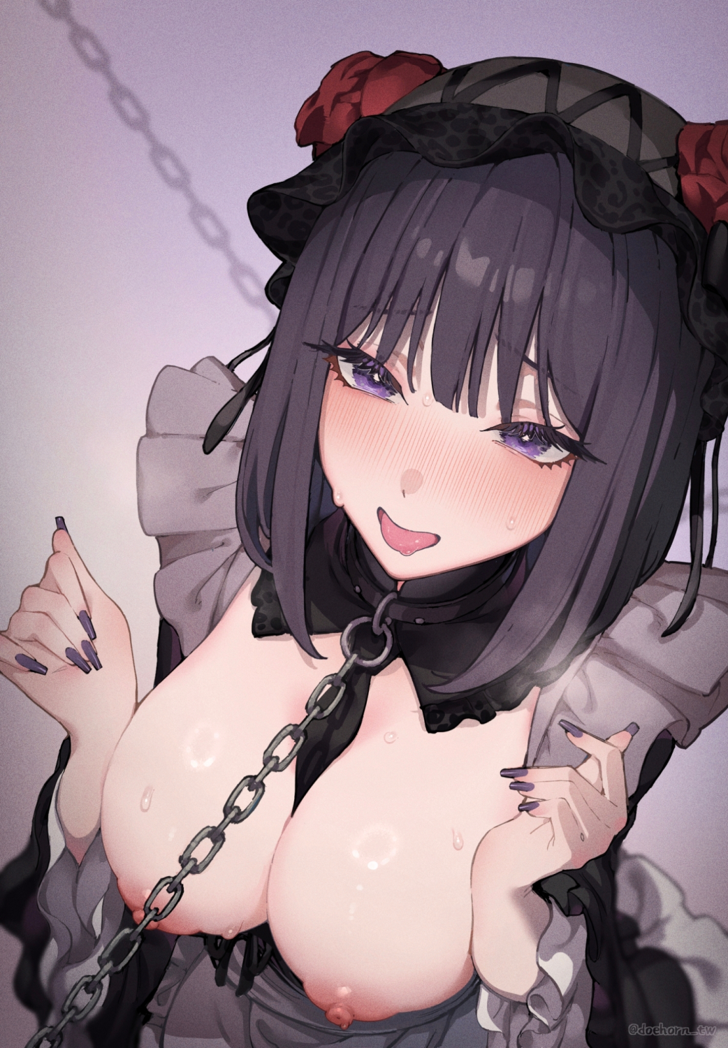 1girls, areola, areolae, big breasts, blush, blushing, blushing at viewer, breasts, breasts out, breasts out of clothes, doehorn, female, female focus, female only, kitagawa marin, light skin, light-skinned female, looking at viewer, nipples, solo, solo female, solo focus, sono bisque doll wa koi wo suru, topless