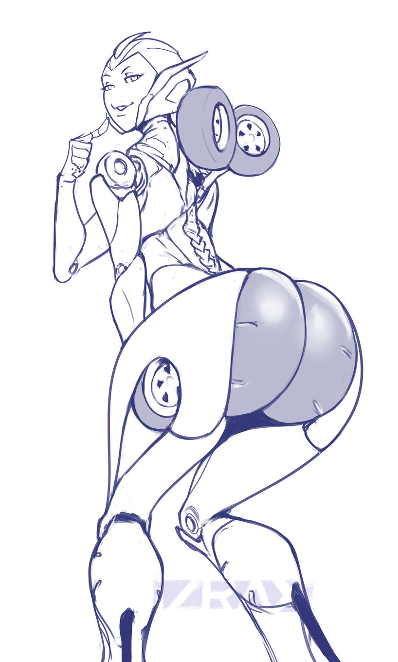 1girls, arcee, ass, big ass, female, giantess, izra, larger female, monochrome, robot, robot girl, sketch, transformers