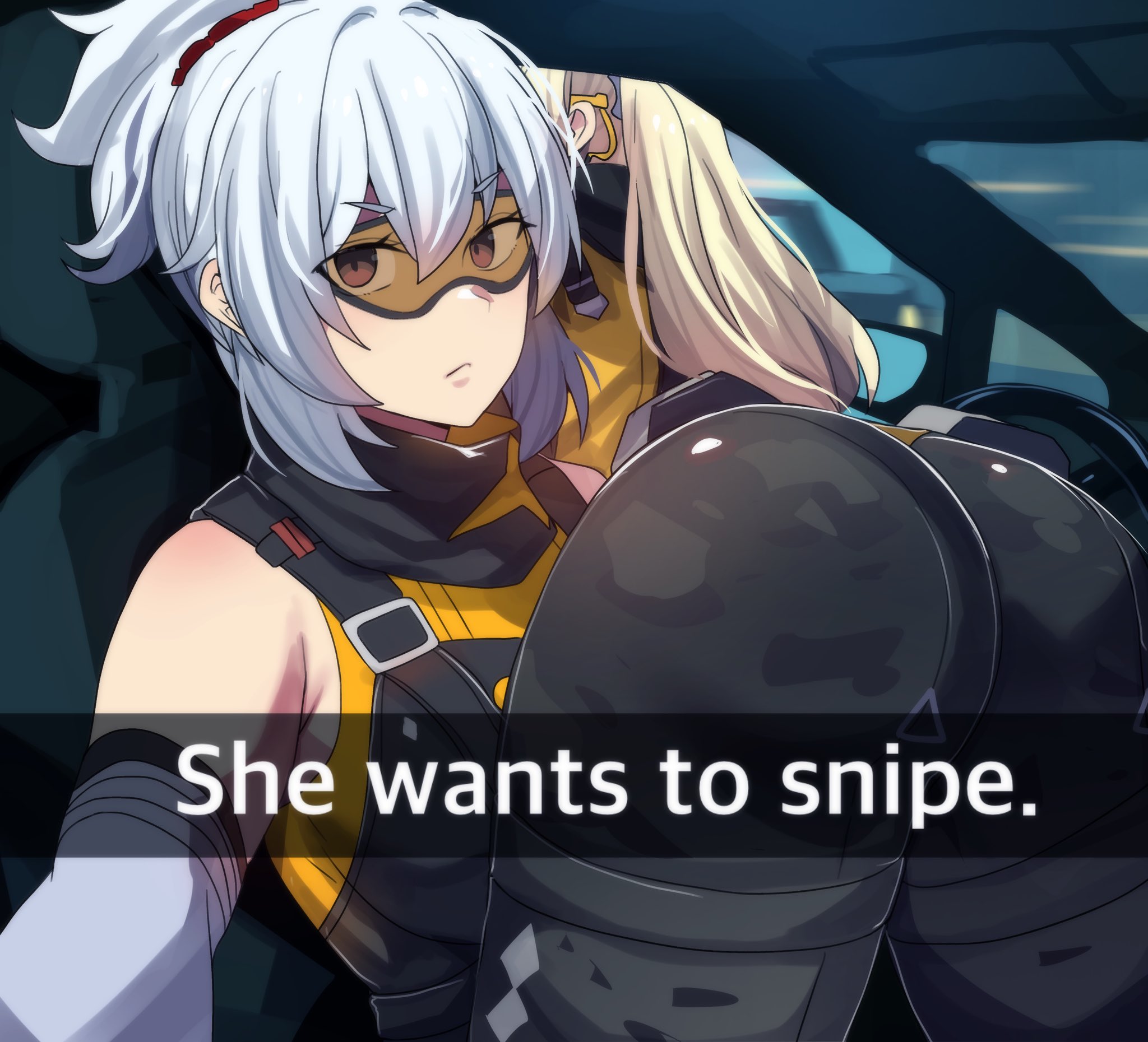 :/, 2girls, ass, ass up, big ass, blonde hair, camouflage pants, clothed, clothing, detached sleeves, female, goggles, hi res, hinghoi, hoyoverse, lesbian focus, picture, ponytail, red eyes, she wants to order, soldier 11, trigger (zenless zone zero), white hair, yellow hair, yuri, zenless zone zero