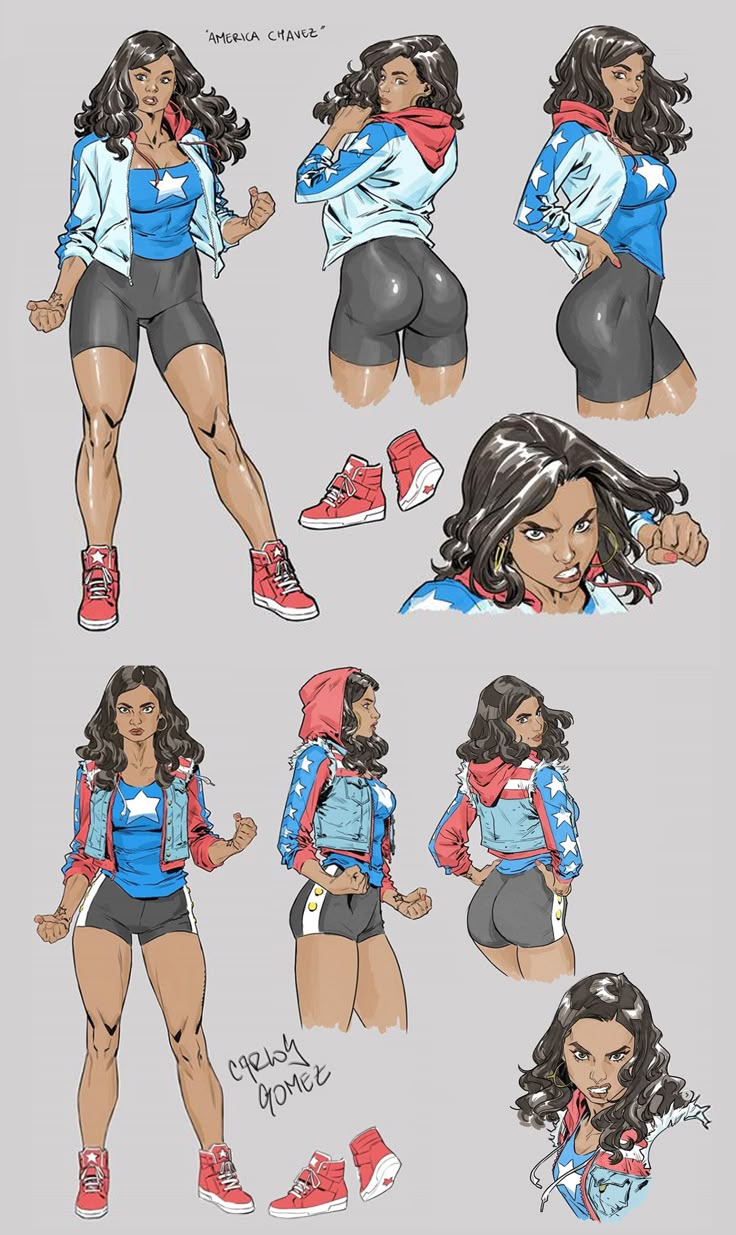 1girls, america chavez, artist name, carly gomez, female, marvel, marvel comics, power pose, sfw