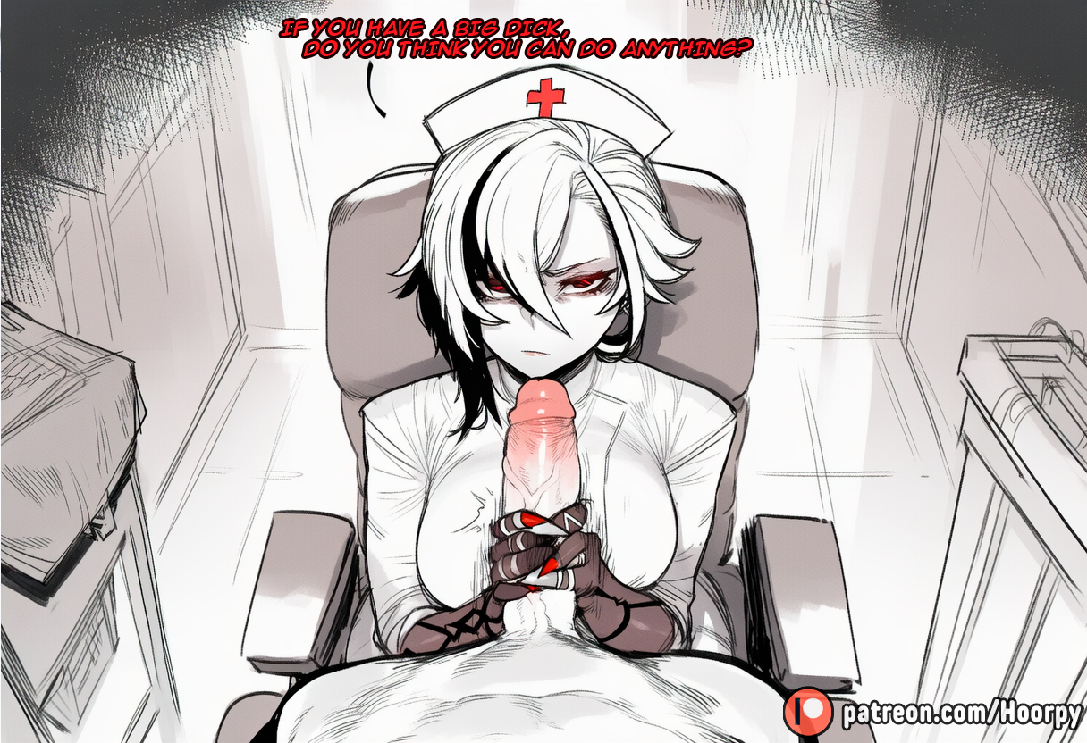1boy, 1girls, adult, adult and teenager, adult female, ai generated, angry expression, annoyed, annoyed expression, arlecchino (genshin impact), big ass, big breasts, big cock, big penis, big thighs, black hair, blush, boner, breasts, breath, clothed female nude male, cock, colored hair, comic, comic page, comics, curvy, curvy body, curvy female, curvy figure, dead eyes, depressed, dominant, dominant female, domination, emotionless, emotionless female, empty eyes, english, english text, erection, examination, faceless character, faceless male, female, fit, fit female, genshin impact, grabbing penis, greyscale, half-closed eyes, half-erect, handjob, holding penis, hoorpy, hospital, hospital room, huge cock, indoors, jerking, jerking off, jerkingoff, large breasts, large cock, large penis, light body, light skin, light-skinned female, light-skinned male, looking at viewer, male, mihoyo, monochrome, naked, naked male, nervous, nipples, nude, nude male, nurse, nurse uniform, ordering, penis, penis measuring, penis out, penis size talk, pov, pov eye contact, pov male, shaking, short hair, sitting, sitting on chair, size talk, skinny, skinny male, smaller male, squeezing, standing, submissive, submissive male, sweat, sweating, taller female, text bubble, trembling, uncensored, unique eyes, veiny penis, white hair