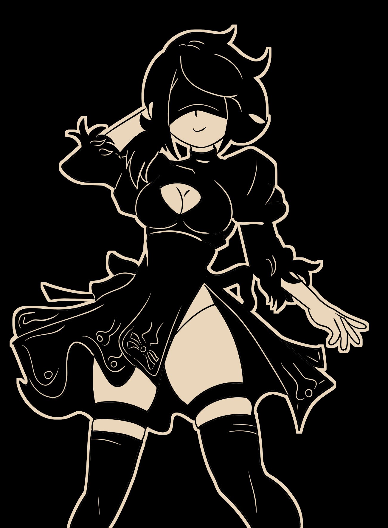 1girls, 2d, ashley graves, black hair, blindfold, breasts, cleavage, crossover, crossover cosplay, female, female only, mbhen114, nier: automata, smile, solo, solo female, the coffin of andy and leyley, thighs, yorha 2b (cosplay)