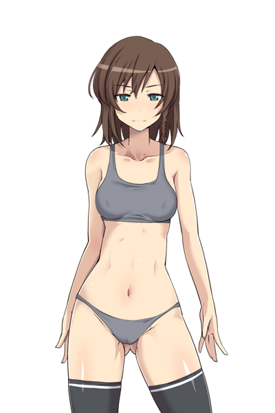 brown_hair female female_only green_eyes painpa panties senkou_no_lumina_zenpen:_sennyuu!_saint_alucard_jogakuen small_breast solo thighhighs