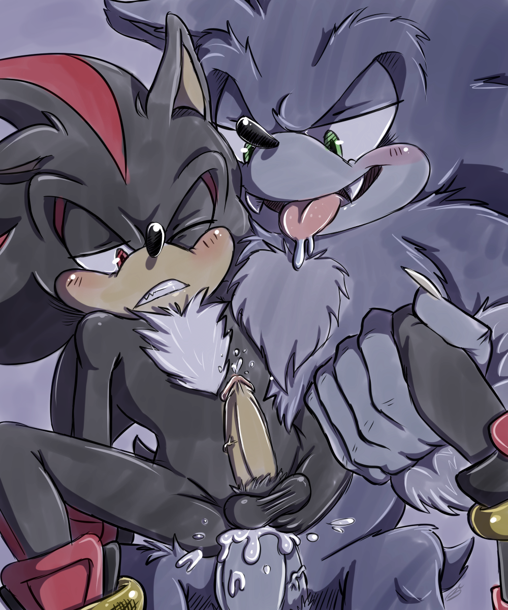 2015 anal anal_sex balls bluechika cum cum_in_ass cum_inside fur hedgehog humanoid_penis male male_only mammal multiple_males penetration penis precum shadow_the_hedgehog sonic_(series) sonic_the_werehog tongue tongue_out werehog yaoi