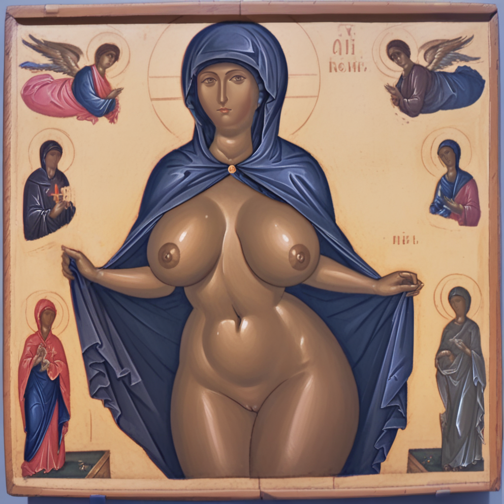 ai_generated big_breasts blasphemy christianity milf nipples orthodox_christianity public_domain stable_diffusion tanned_skin virgin_mary