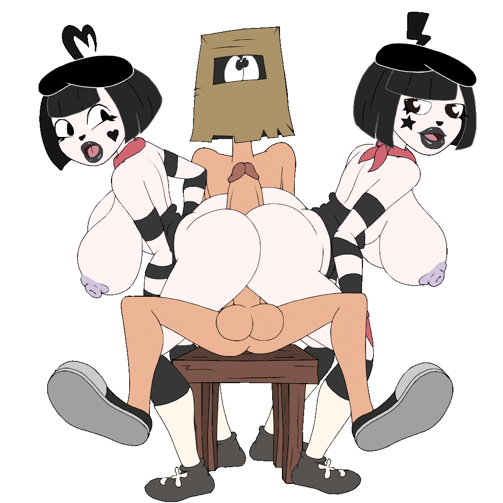 1boy, 1boy1futa, 1male, 2d animation, 2females, 2girls, 2girls1boy, animated, ass, assjob, bambook, big ass, big breasts, big cock, big dick, big nipples, big penis, black eyes, black headwear, black lips, black lipstick, bonbon (derpixon), bouncing breasts, breasts, bubble ass, bubble butt, buttjob, chuchu (derpixon), collaborative buttjob, dick, double assjob, double buttjob, enormous ass, fuckerman, fuckerman (bambook), gif, headwear, huge ass, huge butt, jiggling, jiggling breasts, large ass, large butt, light skin, light-skinned male, male, male/female, massive ass, massive boobs, massive breasts, massive butt, mime, mime and dash, mime girl, mime makeup, naked sneakers, nipple indents, no sound, outercourse, pale-skinned female, penis between ass, purple nipples, sitting, sneakers, tagme, tan-skinned male, thicc thighs, thick thighs, transparent background, white body, white skin, wide penis