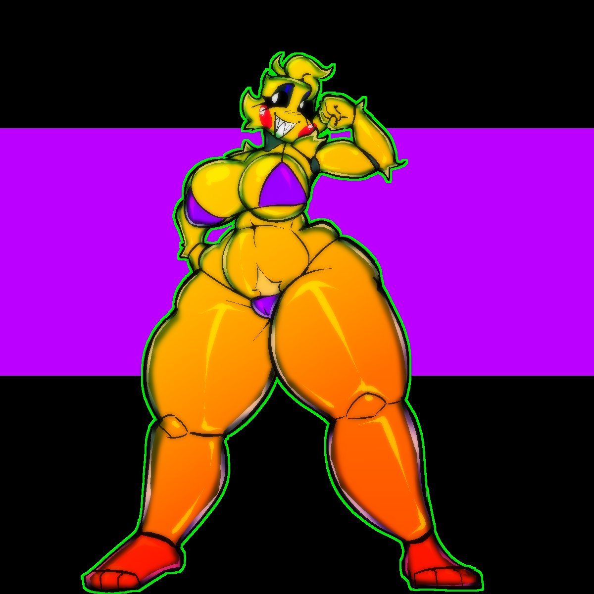 1girls, big ass, big breasts, bikini, bikini bottom, bikini top, boob window, breasts, female, female only, five nights at freddy's, five nights at freddy's 2, huge breasts, large breasts, massive breasts, pose, solo, stormkinght, thick thighs, thunder thighs, toy chica (fnaf)