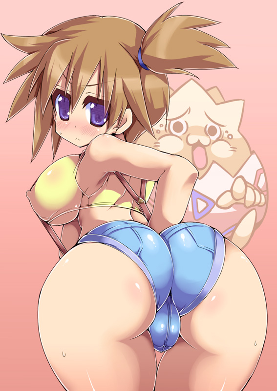 1girls annoyed arched_back ass ass_focus big_ass big_breasts big_butt blush booty_shorts breasts bubble_butt cameltoe cleavage cute dat_ass denim_shorts erect_nipples fat_ass female female_only human human_only kasumi_(pokemon) large_ass large_breasts looking_at_viewer looking_back nipple nipples pokemon rakuma_kanori shirt short_shirt short_shorts sleeveless sleeveless_shirt small_shirt suspenders thick_ass thick_thighs togepi wide_hips