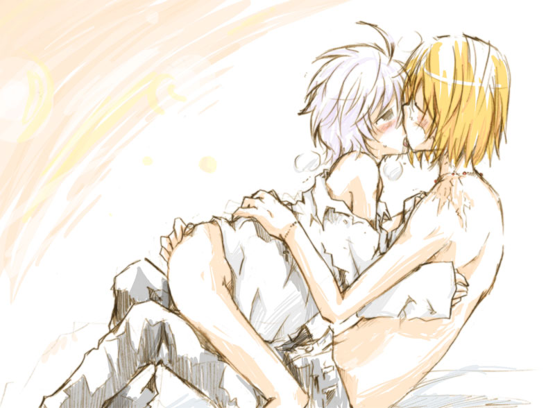 death_note kissing males_kissing males_only mello mihael_keehl nate_river near skinny yaoi young