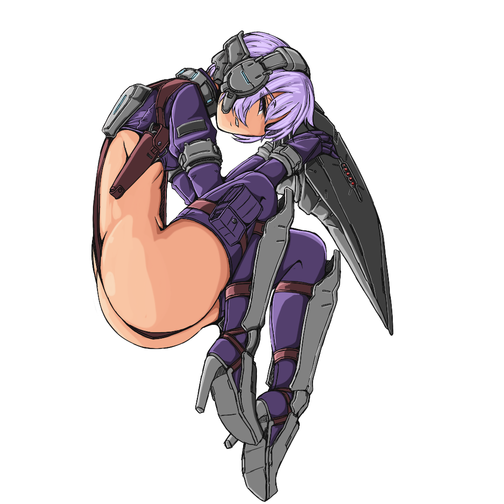 armor armored_boots ass ass_focus boots breasts crop_top doekuramori eyebrows female female_focus fetal_position full_body gloves greaves headgear helmet high_heel_boots high_heels holding holding_helmet holster looking_at_viewer martyr_(the_citadel) matching_hair/eyes official_art open_mouth pouch purple_eyes purple_gloves purple_hair purple_shirt purple_thighhighs shirt small_breasts smile solo solo_focus teeth the_citadel the_martyr thigh_pouch thighhighs thighhighs_under_boots transparent_background unworn_headwear unworn_helmet