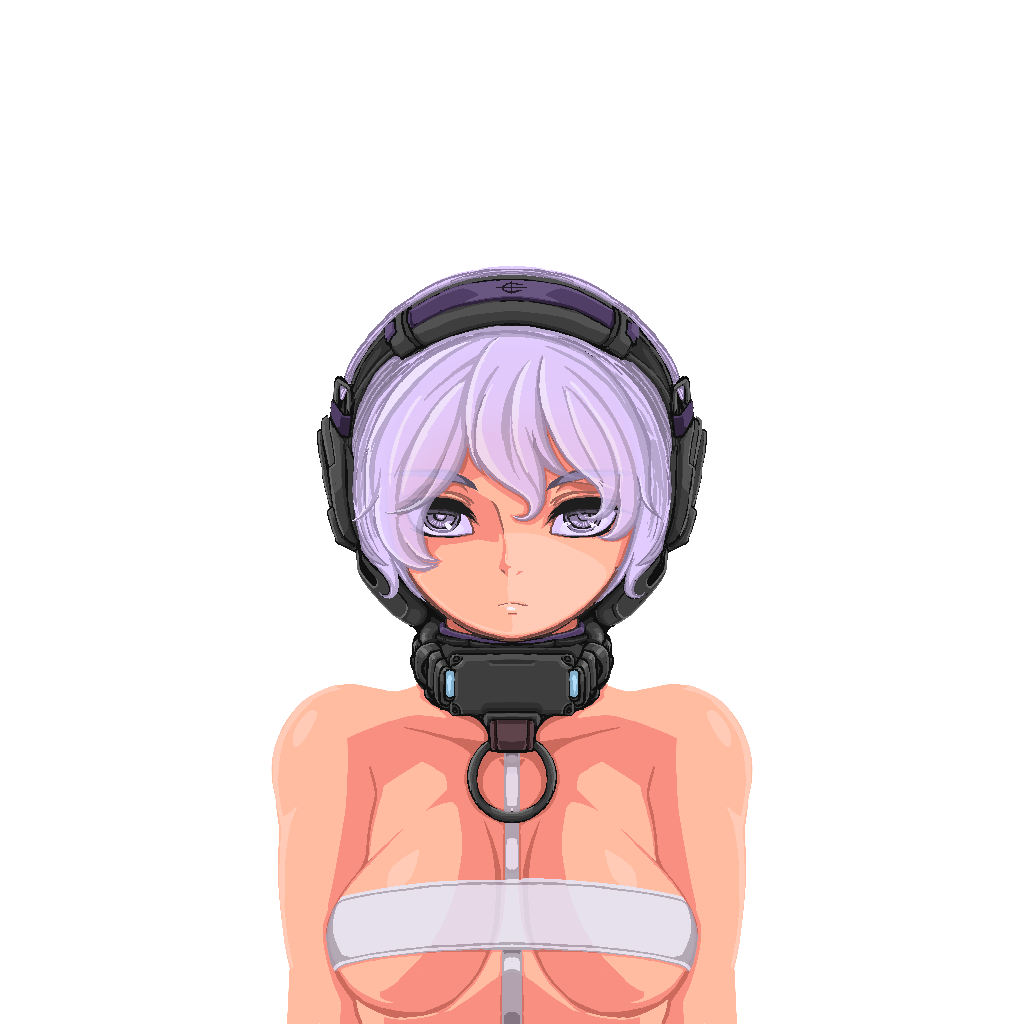 bandaged_breasts bandages bare_arms bare_shoulders breasts closed_mouth collarbone doekuramori eyebrows female female_focus headgear looking_at_viewer martyr_(the_citadel) matching_hair/eyes medium_breasts official_art pixel_art portrait purple_eyes purple_hair solo solo_focus the_citadel the_martyr transparent_background upper_body