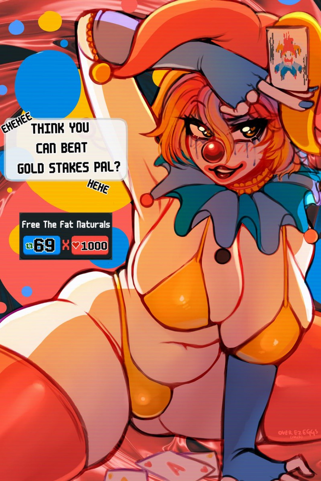 balatro big_breasts bikini clown clown_girl clown_makeup jimbo smeared_makeup