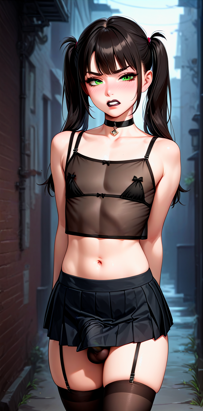 ai_generated audrey_(femboy) femboy feminization forced_feminization goth goth_boy not_psycho otoko_no_ko sissification