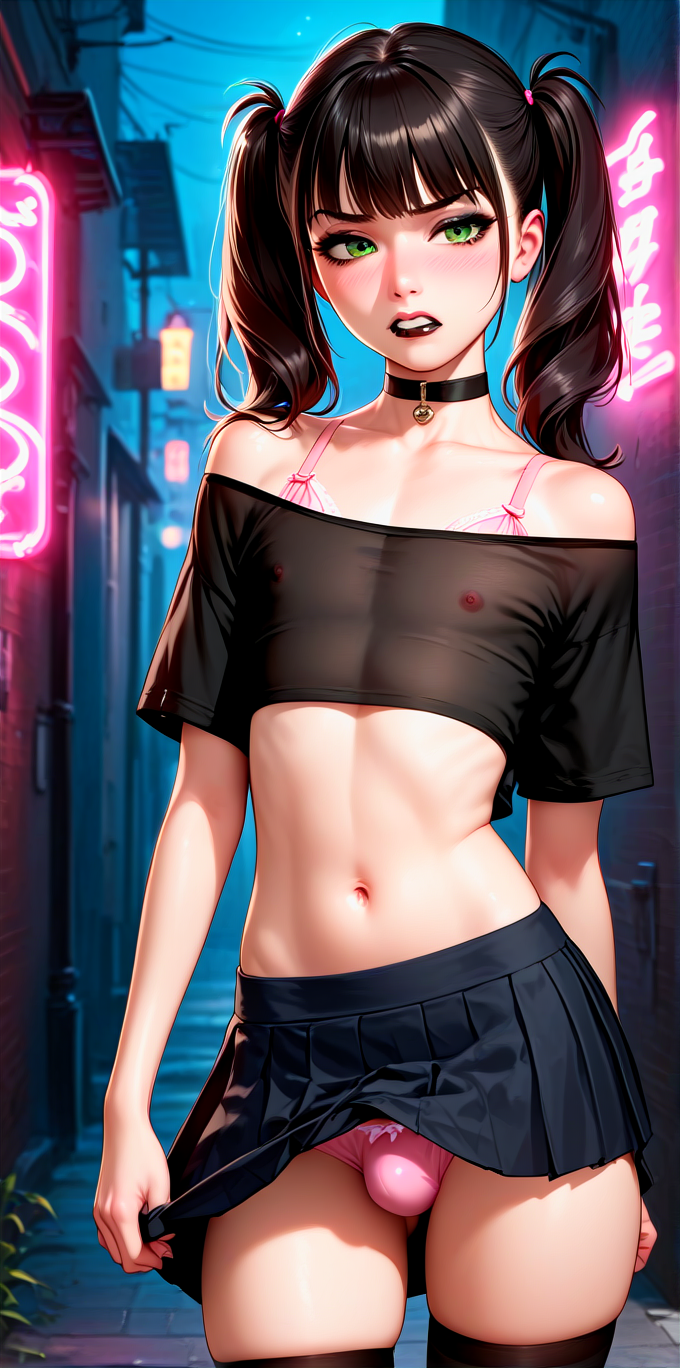 ai_generated audrey_(femboy) femboy feminization forced_feminization goth not_psycho otoko_no_ko sissification