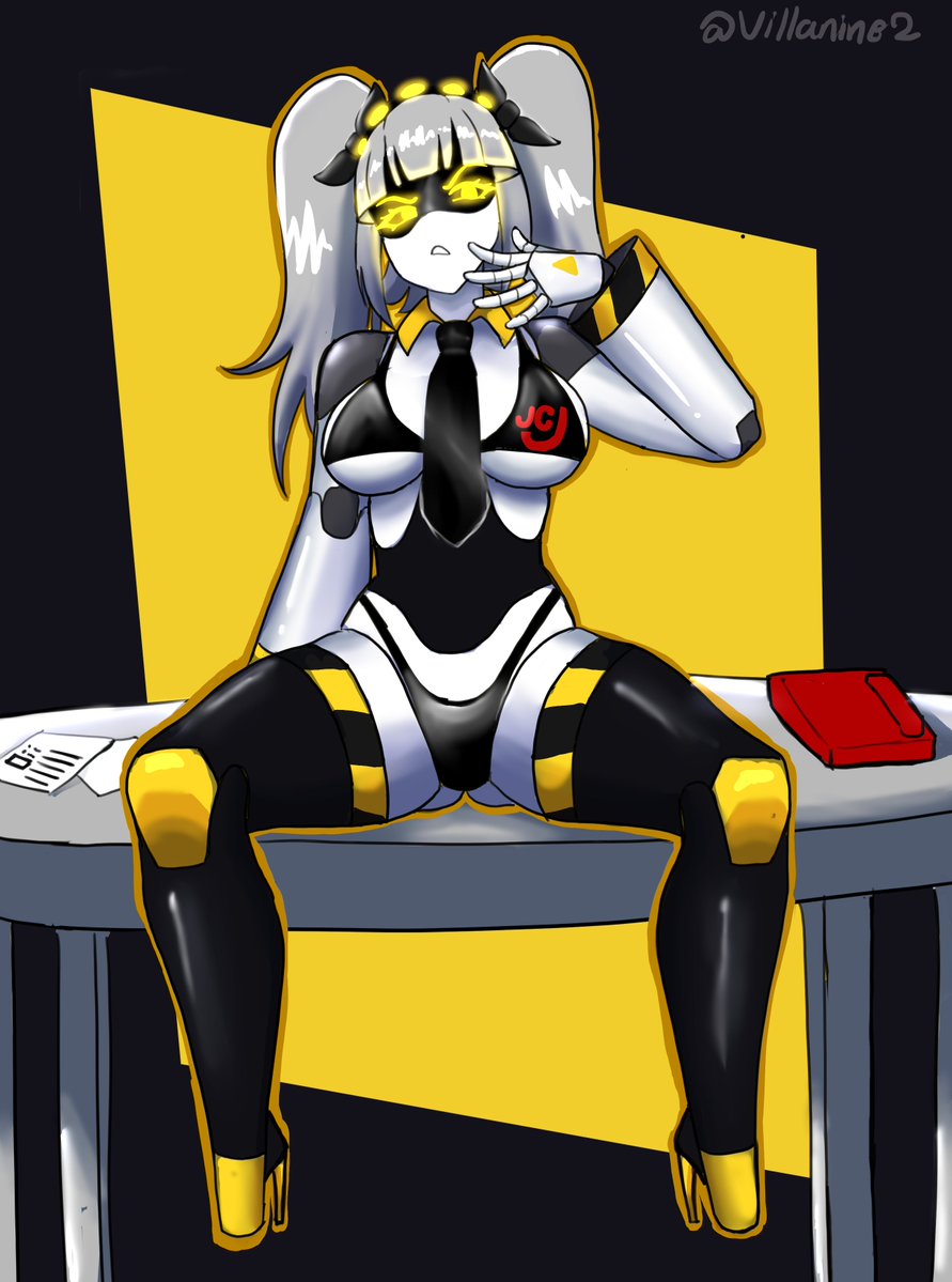 1girls, boobs, breasts, female, female focus, female only, grey hair, j (murder drones), murder drones, robot, robot girl, robot humanoid, solo, solo female, solo focus, villanified