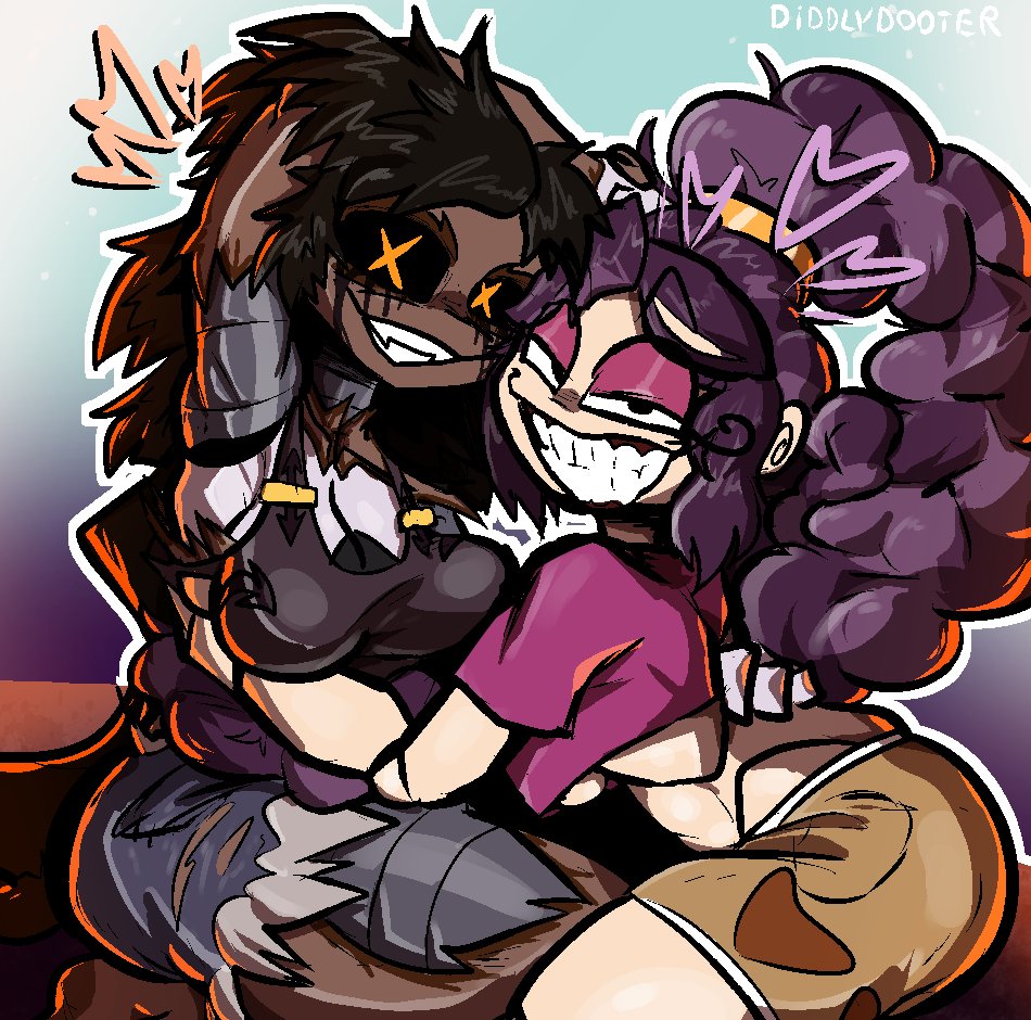 crossover, cyn (murder drones), cyntessa (murder drones), diddlydooter1, female, female only, hugging, lesbian, lily lovebraids, murder drones, poppy playtime, sexy, tagme, yuri