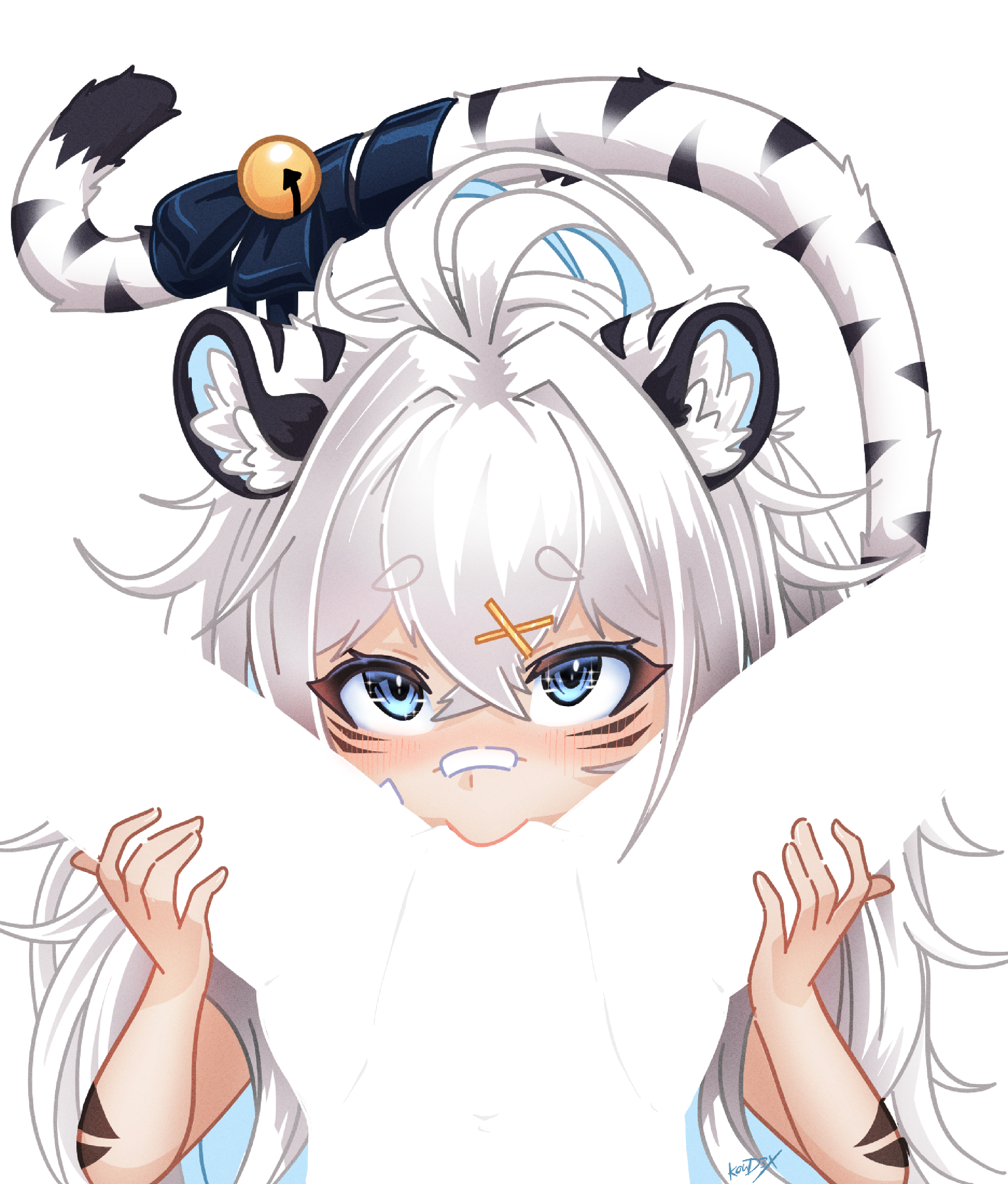 blush, blushing, cat ears, cunnilingus, cunnilingus pov, cute, cute face, femboy, holding legs, koud3x, legs, meme, pussy, sparkling eyes, spread legs, taigaxholic, tail, tail stripes, tiger ears, tiger stripes, tongue, vtuber