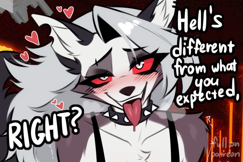 1girls big_breasts collar furry grey_hair hell helluva_boss highres long_hair loona_(helluva_boss) loonamoon69 red_eyes seductive seductive_eyes seductive_look seductive_smile solo solo_female solo_focus tail thigh_highs tongue tongue_out voluptuous voluptuous_female