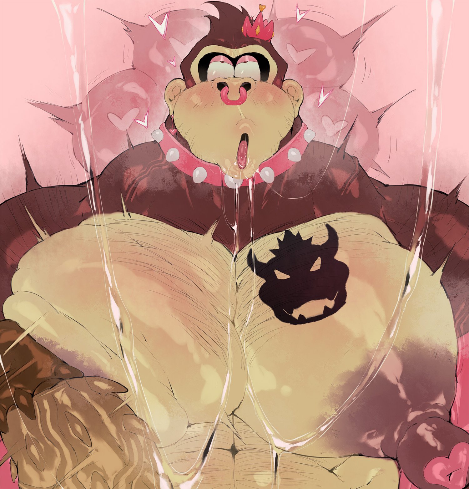 2boys, after kiss, after sex, aftermath, ahe gao, aheagao, ahegao, ahegao face, anthro, anthro on anthro, anthro only, bara, bara body, bara tiddies, bara tits, barbed penis, big bottom, big nipples, big pecs, blushing, bowser, bowser logo, bowser tattoo, bumpy penis, cock on chest, cock slap, collar, collared, dick slap, domination, domination loss, domination/submission, donkey kong, donkey kong (series), dragon, eyes rolled back, eyes rolling back, faceless anthro, faceless character, faceless male, faggot, fucked senseless, fucked silly, furry male only, furry only, gay, gay domination, gay male, himbo, huge nipples, huge pecs, implied after sex, implied sex, interspecies, interspecies domination, interspecies yaoi, kd gai, kiss, kissing, male, male boobs, male breasts, male bride, male only, mario (series), mind break, mindbreak, mindless, monkey, monkey boy, monkey humanoid, muscles, muscular, muscular anthro, muscular back, muscular male, muscular shoulders, nintendo, nipple stickers, nipples, nose, nose piercing, nose ring, offscreen character, offscreen male, ovulating, ovulation, ownership tattoo, penis, saliva, saliva drip, saliva on tongue, saliva string, saliva trail, scale, scalie humanoid, scalie male, slapping with penis, yaoi