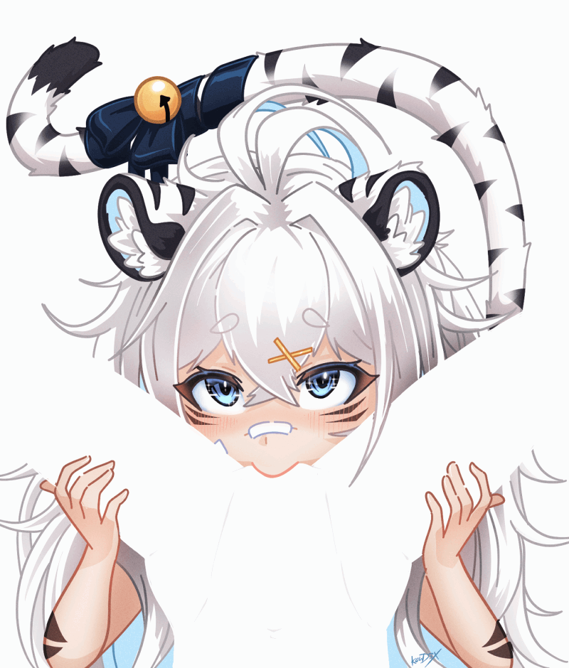 animated, blush, blushing, cat ears, cunnilingus, cunnilingus pov, cute, cute face, femboy, holding legs, koud3x, legs, meme, pussy, sparkling eyes, spread legs, taigaxholic, tail, tail stripes, tiger ears, tiger stripes, tongue, vtuber