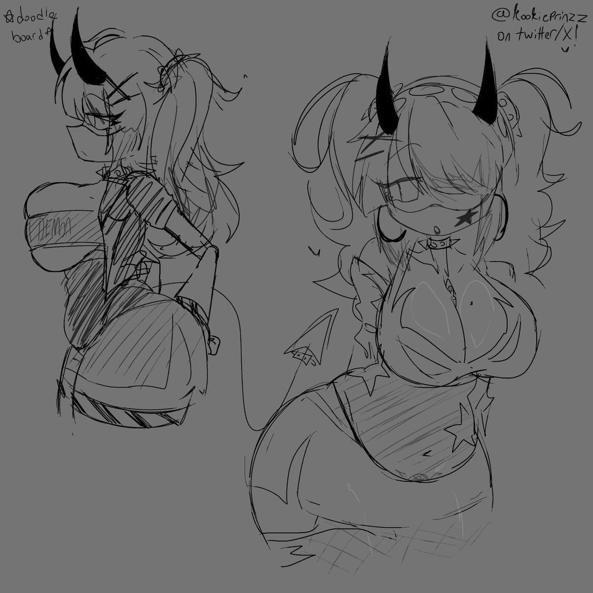 1girls, big breasts, boobs, breasts, female, female focus, female only, greyscale, j (murder drones), kookieprinzz, murder drones, robot, robot girl, robot humanoid, solo, solo female, solo focus, tail