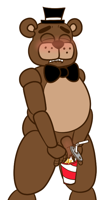 anthro bear blush closed_eyes five_nights_at_freddy's freddy_(fnaf) furry furry_only hat machine male mammal mechanical peeing penis plain_background robot snaxattacks solo top_hat urine video_games