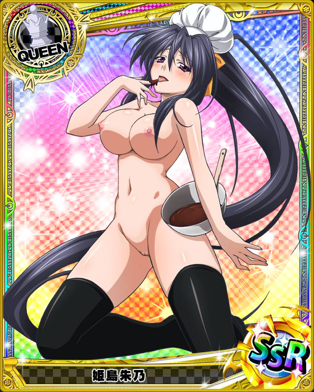 akeno himejima, animius, breasts, chocolate, female, female only, hat, high school dxd, nude, solo, uncensored