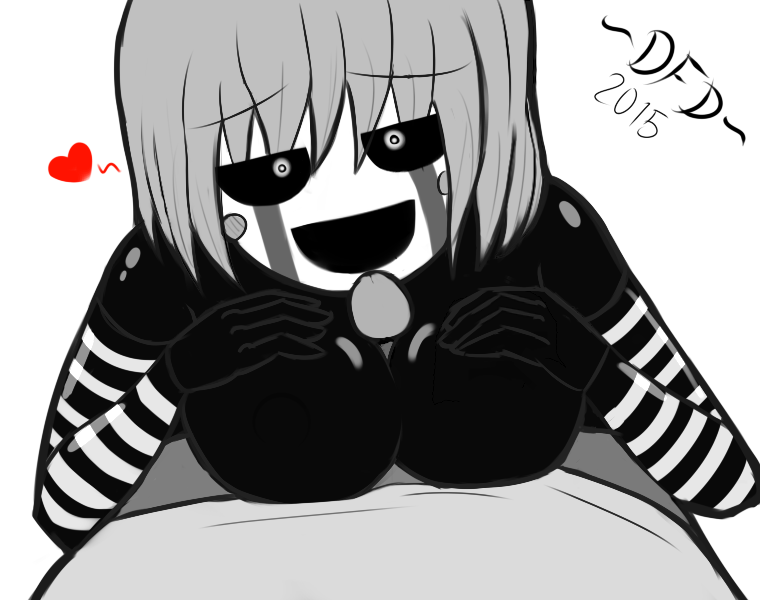 1boy 1girls animatronic arm_sleeves black_body breasts clothes datfurrydude erection faceless_male female five_nights_at_freddy's five_nights_at_freddy's_2 hands_on_breasts heart looking_at_viewer male_pov marionette_(fnaf) naughty_face paizuri penis pov pov_eye_contact puppet_(fnaf) rule_63 sex short_hair smile solo_focus straight white_hair