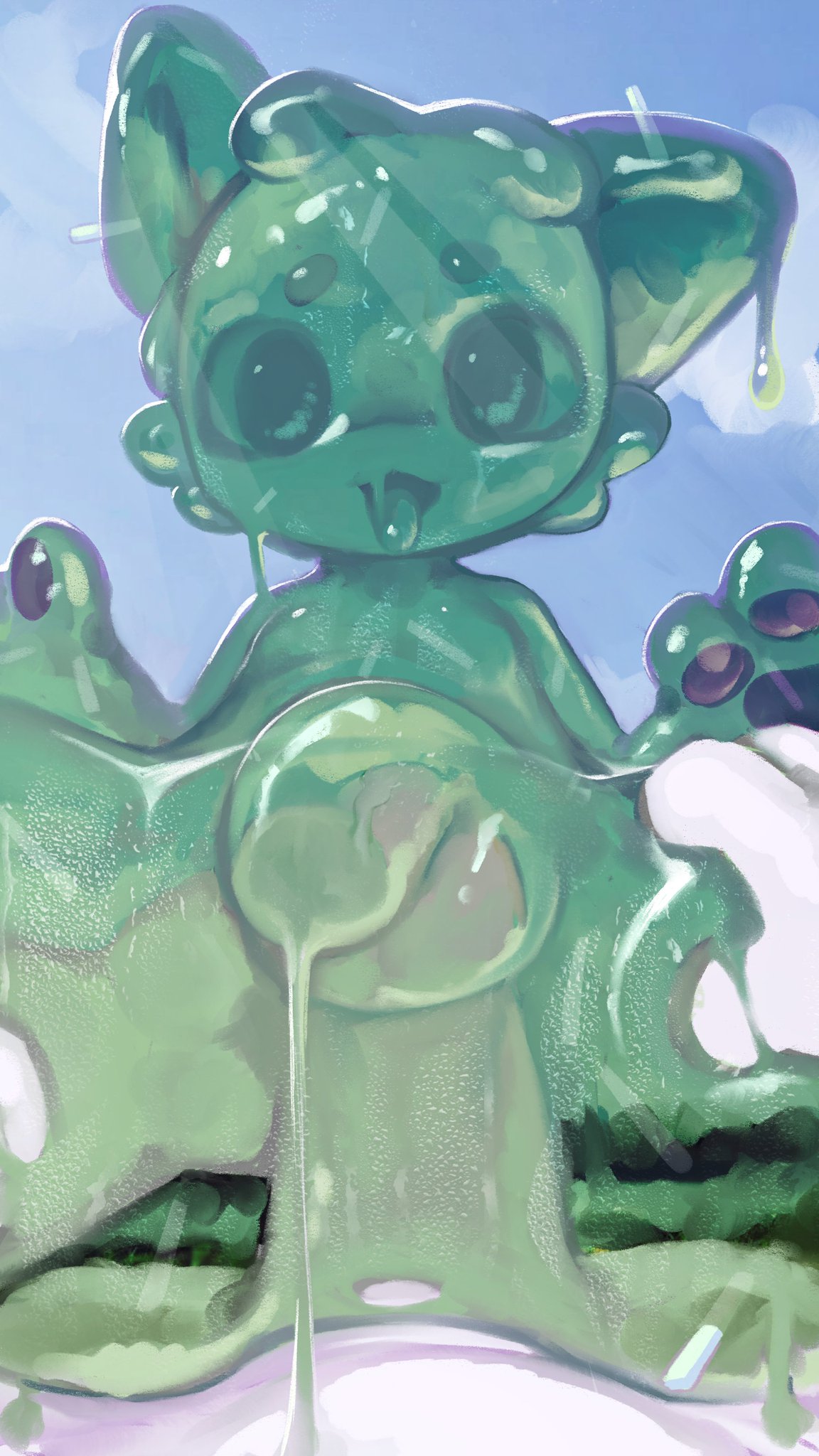 2d, 2d (artwork), digital drawing (artwork), digital media (artwork), falni, feral, feral only, furry, furry only, male, male focus, male only, penis, slime, slime boy, slime monster, translucent, translucent body, translucent penis