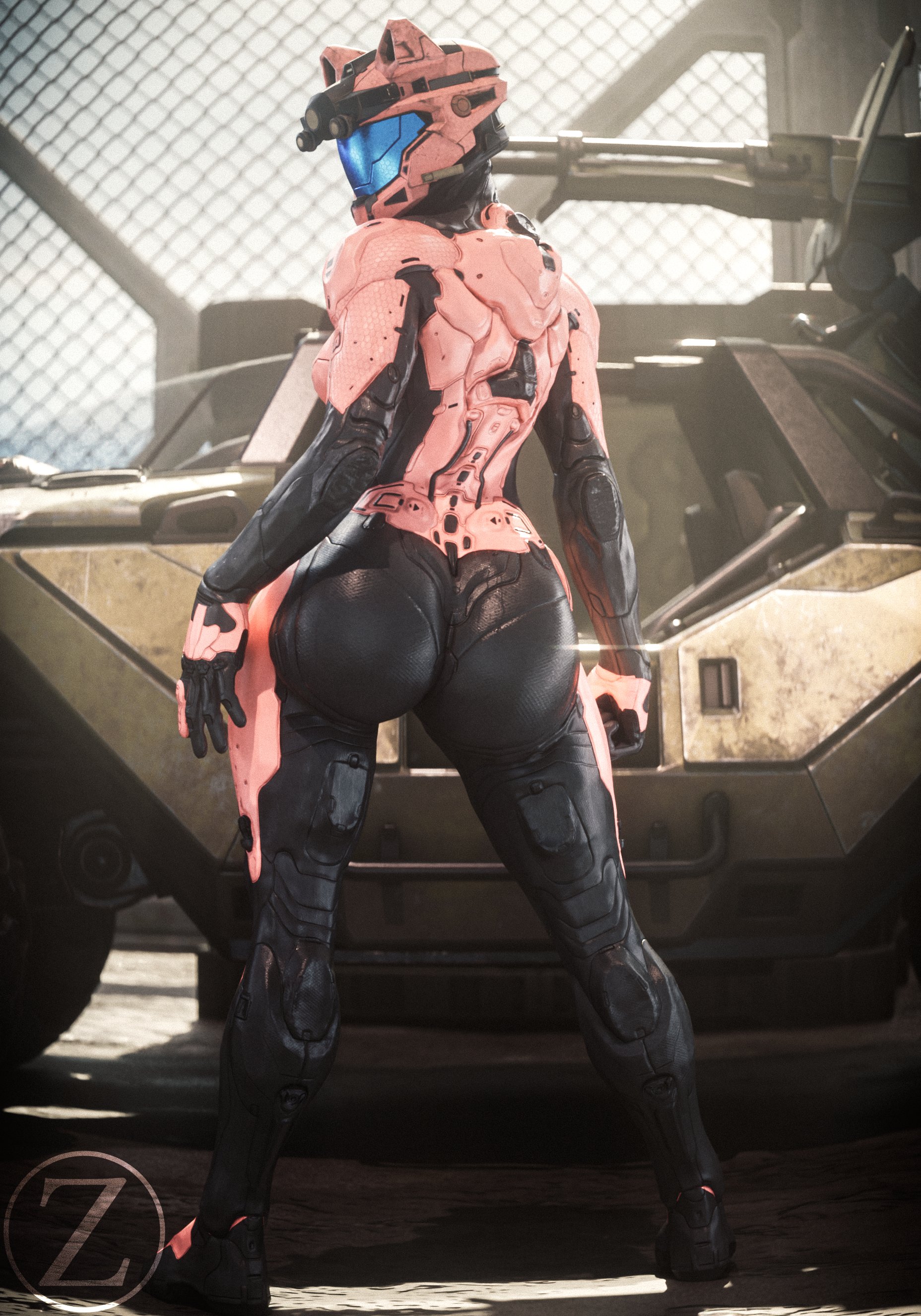 1girls, 3d, armor, armored female, big ass, big breasts, bubble ass, bubble butt, dat ass, halo (series), spartan (halo), zsphere3d