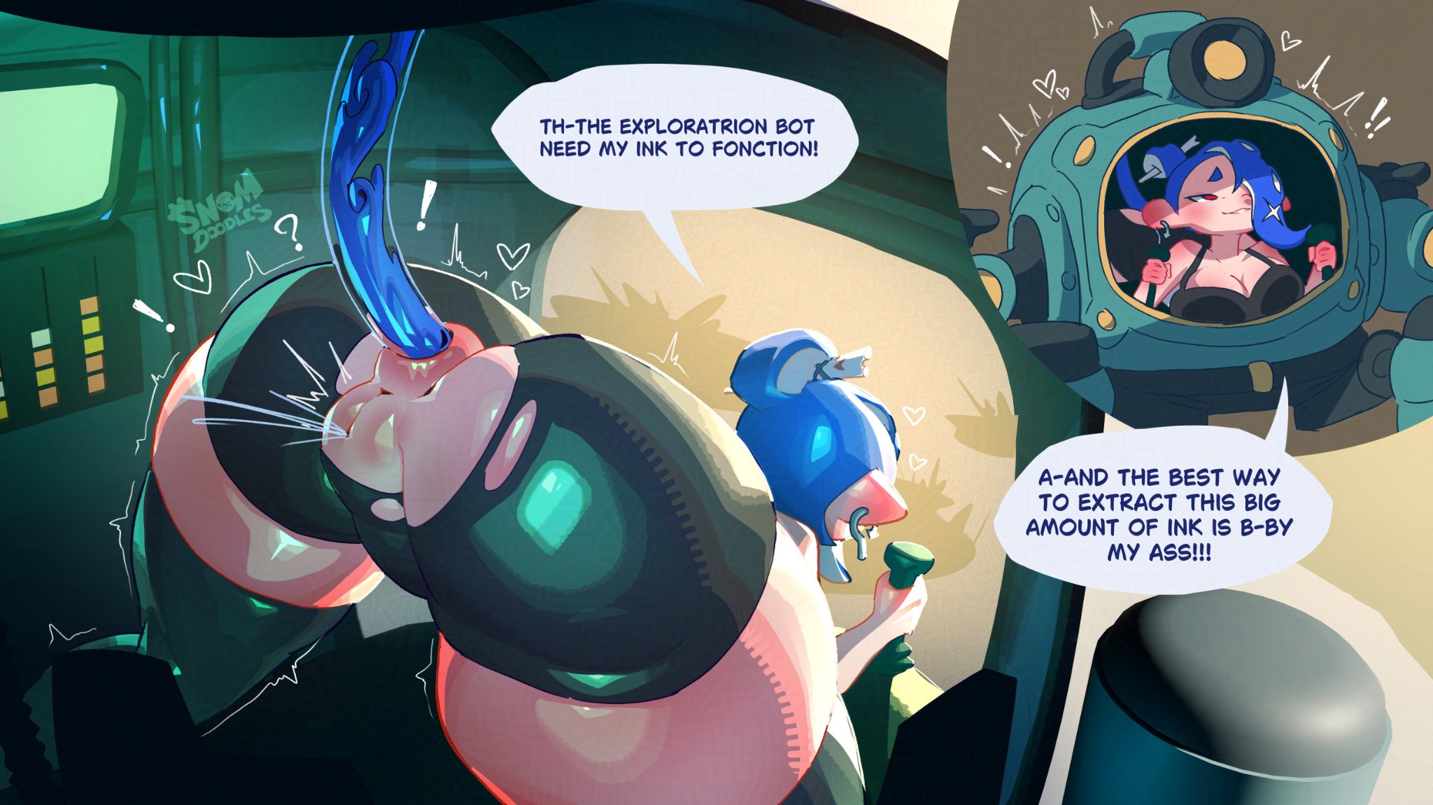 1girls, anal, anal penetration, anus, ass, big ass, big breasts, blue hair, breasts, female, female only, hair over one eye, huge ass, huge breasts, light skin, light-skinned female, pseudo scat, pussy, shiver (splatoon), snomdoodles, solo, solo female, splatoon, splatoon (series), splatoon 3, splatoon raiders, squirting, thighhighs, thighs, torn clothes, torn legwear, vagina