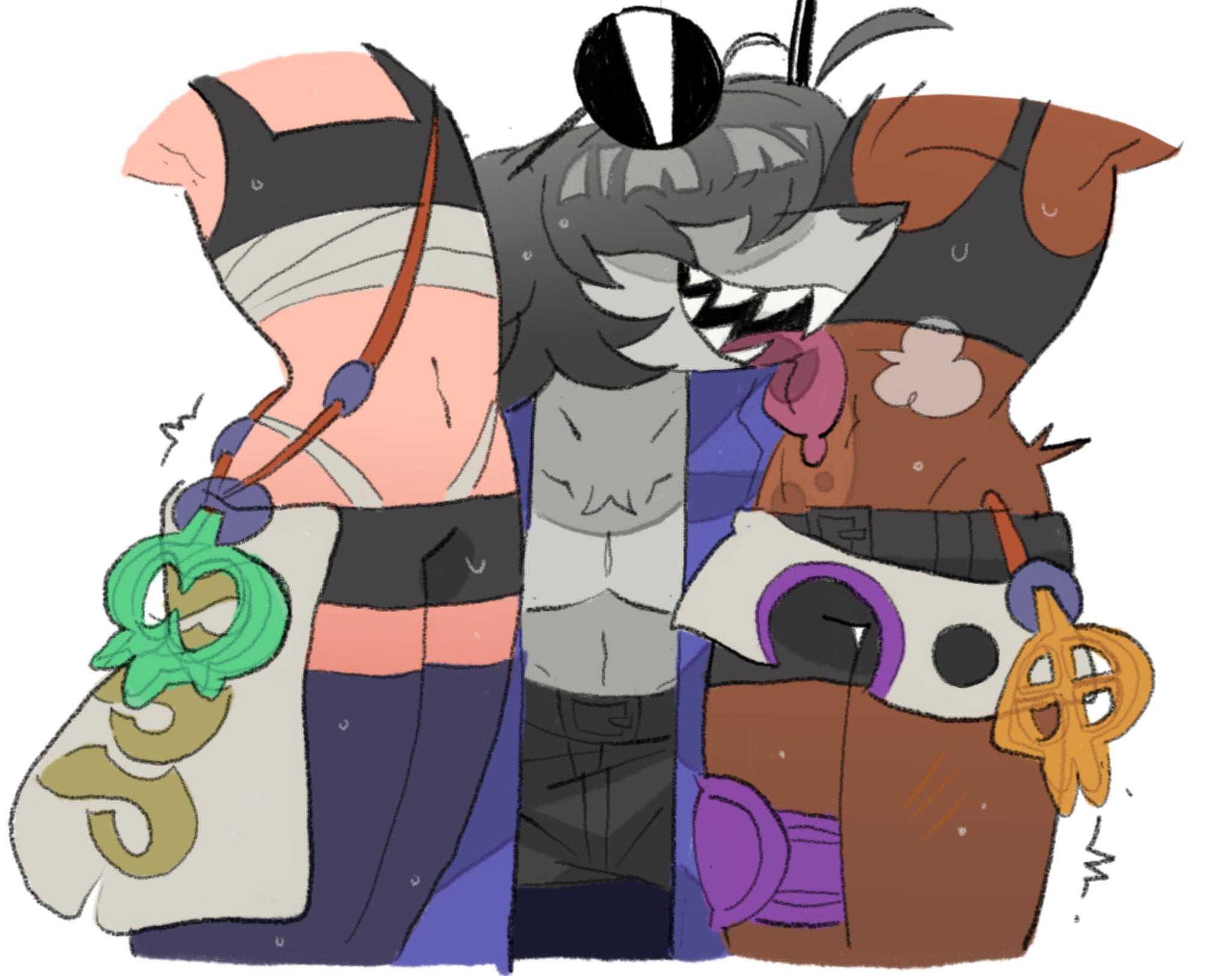 anthro, anthro male, frye (splatoon), furry, humanoid, humanoid female, original character, real saming, shiver (splatoon), snout, splatoon, splatoon raiders