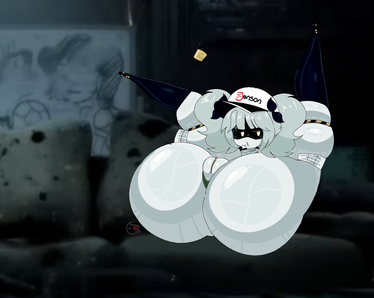 1girls, copysky777, female, female focus, female only, grey hair, hat, j (murder drones), lafreakysky, legs apart, murder drones, robot girl, robot humanoid, solo, solo female, solo focus, thick thighs, yellow eyes
