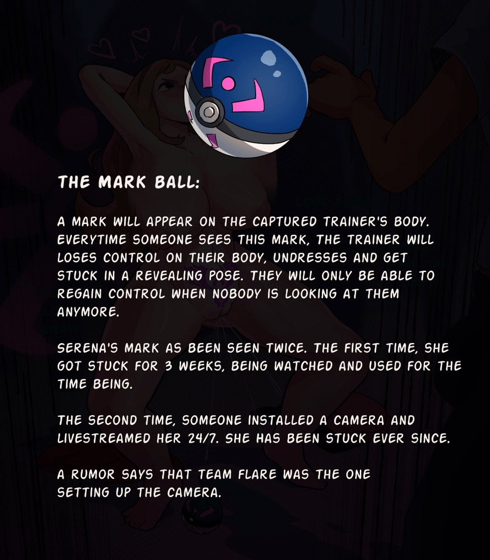 bouncing breasts, clothes on floor, forced exposure, gameplay mechanics, humping, item description, orgasm, orgasm face, pokeball, pokemon, pokemon trainer, pokemon xy, presenting, pubic tattoo, serena (pokemon), snomdoodles, stuck, tattoo