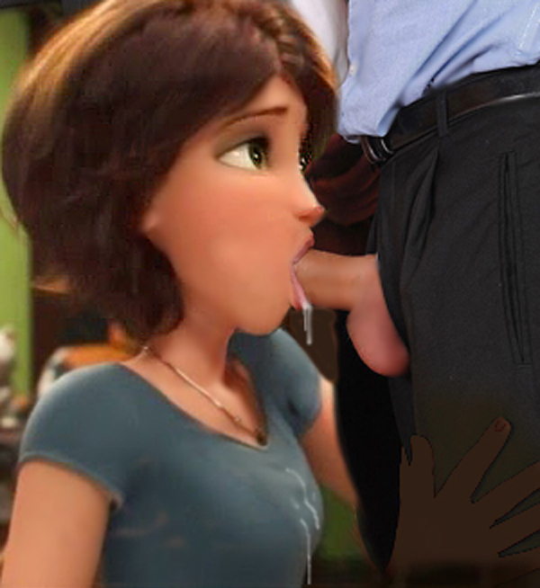 3d, accurate art style, aunt cass, big hero 6, breasts, brown hair, cass hamada, cum, cum in mouth, cum on breasts, cum on clothes, cvele (artist), disney, faceless male, fellatio, female, green eyes, hair, male, male focus, marvel, marvel comics, oral, penis, short hair