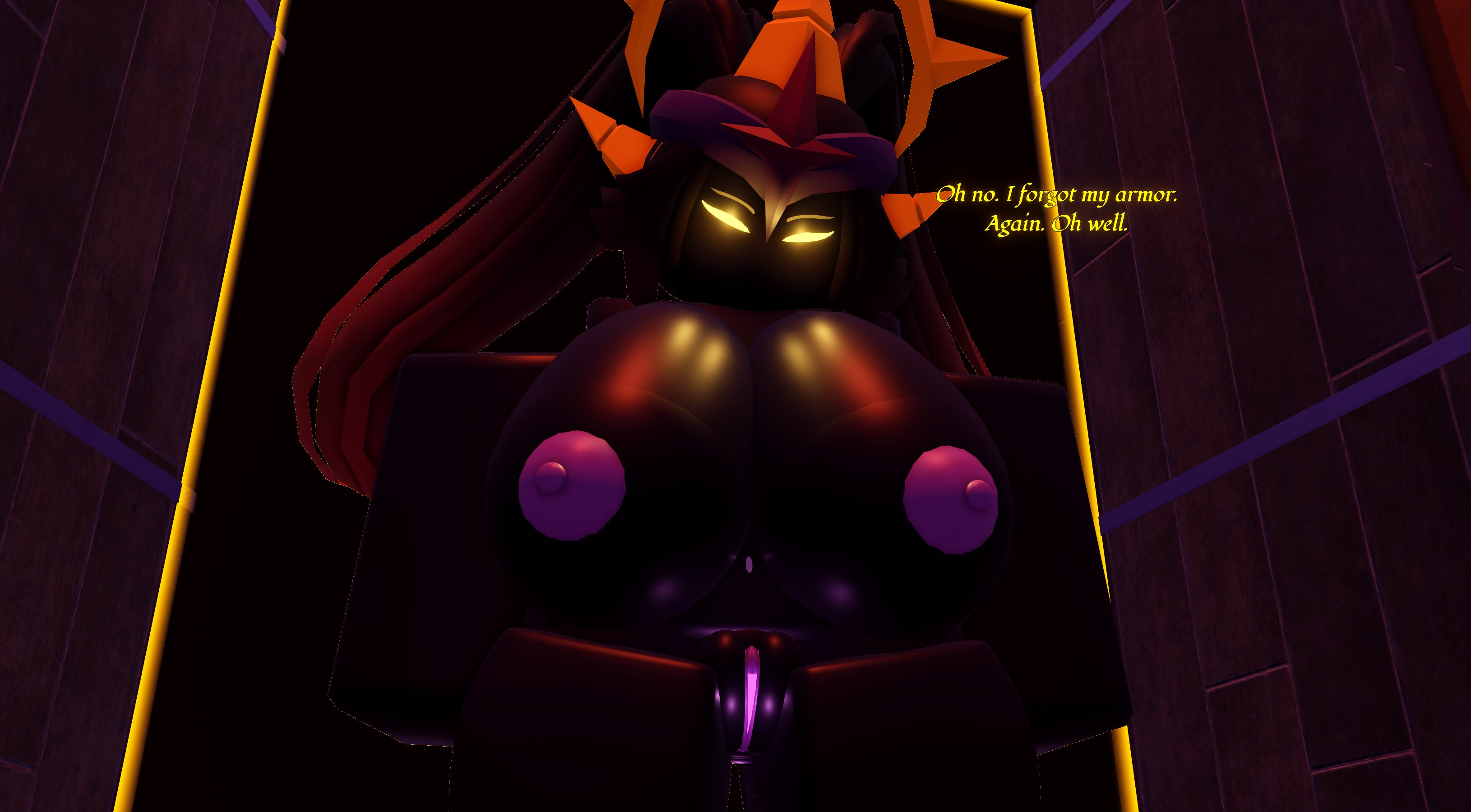1girls, 3d, big breasts, black body, breasts, crown, english text, female, female only, hair, lampshaderr34, long hair, naked, naked female, pussy, roblox, roblox game, robloxian, tagme, text, the umbra, thick thighs, thighs, tower defense simulator, vagina, yellow eyes