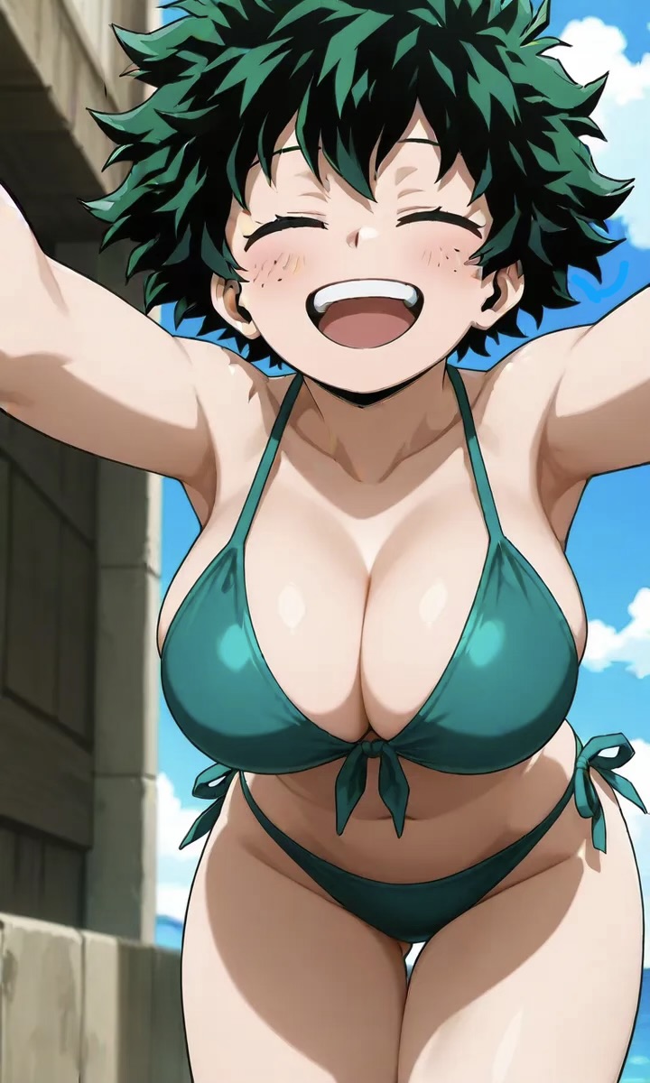 ai generated, bikini, female deku, genderswap (mtf), izuku midoriya, my hero academia, rule 63
