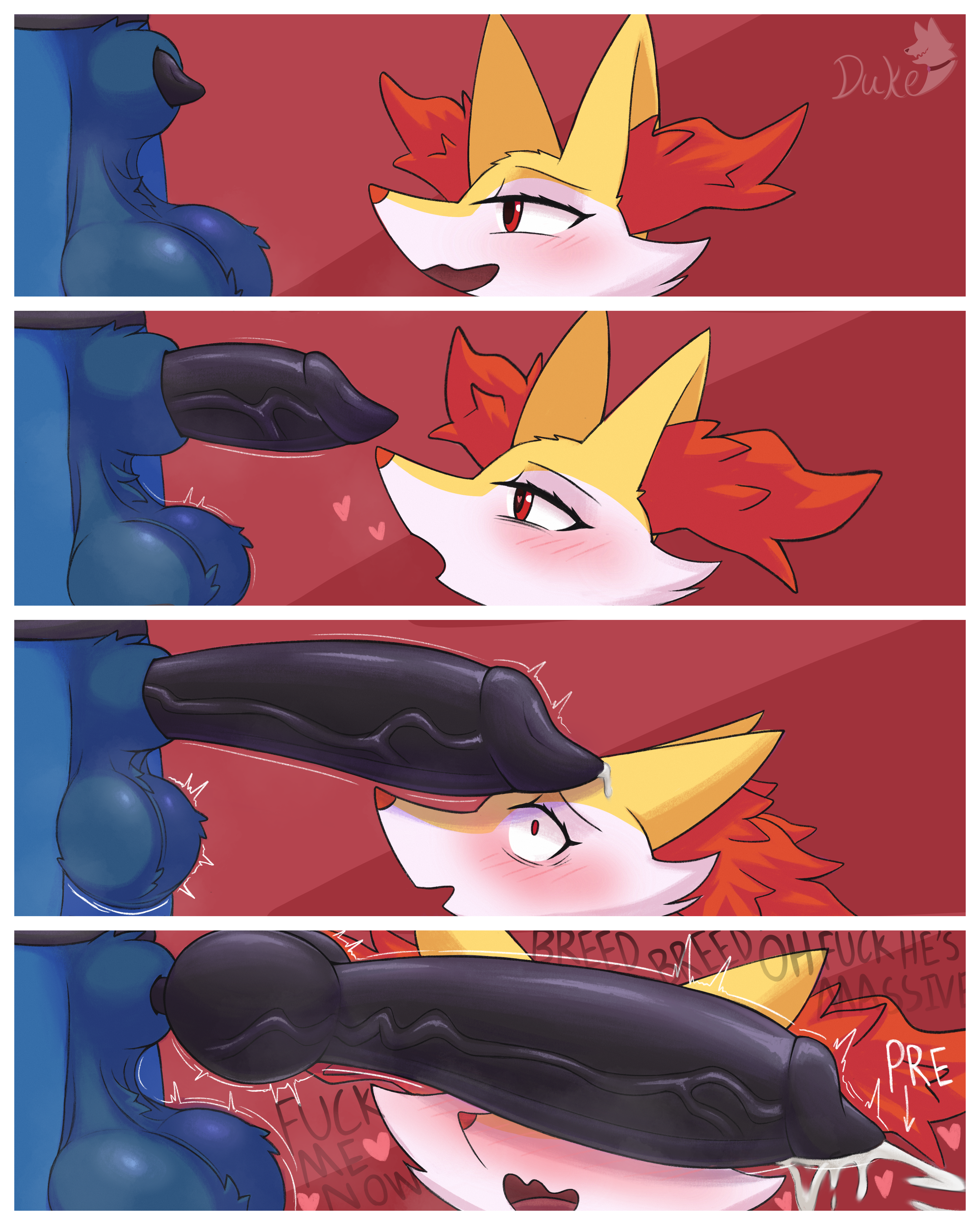absurd res, animal genitalia, animal penis, anthro, ball clench, balls, big balls, big penis, black penis, bodily fluids, braixen, canine genitalia, canine penis, dukeofbananas, excessive genital fluids, female, generation 4 pokemon, generation 6 pokemon, genital fluids, genitals, hi res, knot, lucario, male, male/female, musk, musk cloud, nintendo, penis, penis on face, pokemon, pokemon (species), sheath, text, throbbing, throbbing balls, throbbing penis, vein, veiny penis