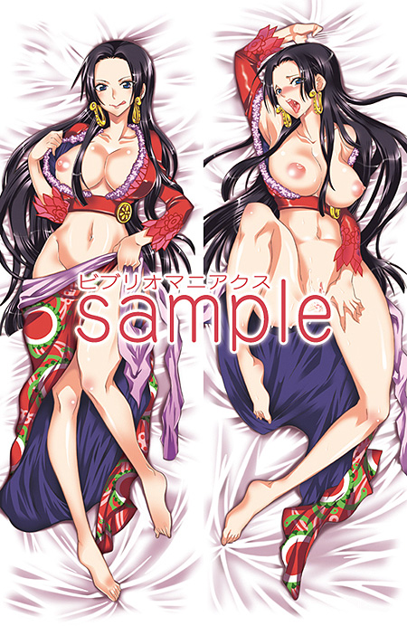 1girls barefoot bed blush boa_hancock breasts clothing dakimakura feet female female_only large_breasts lying nipples one_piece pleasure_face pussy solo straight_hair toes uncensored yu-ri yu-ri_(kurione-sha)