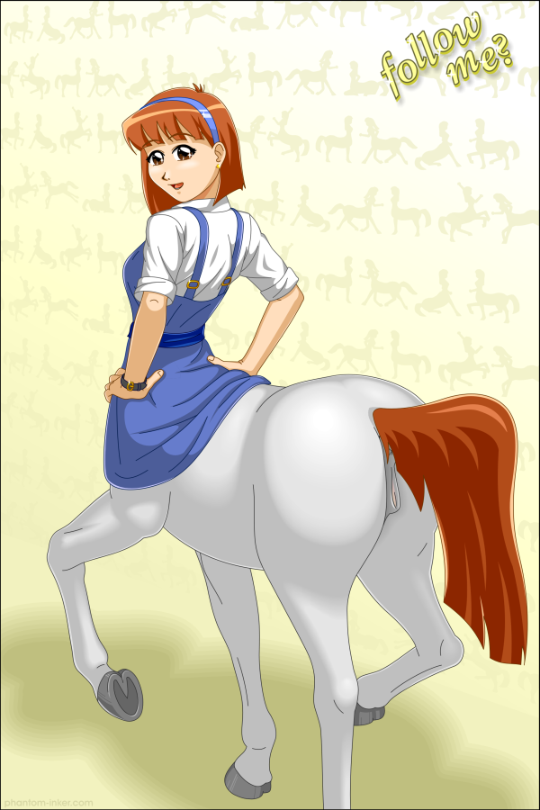 1girls anus centaur centauress clothing equine_anus equine_pussy female hooves monster_girl phantom_inker pussy red_hair red_tail tail taur teen white_fur