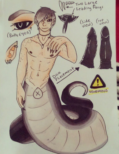 1boy abs animal_penis black_eyes black_mamba black_penis blackmamba fangs forked_tongue freckles half-human humanoid levi_yayo lunarfoxyraptor male male_only model_sheet muscles muscular_male naga original_character pecs penis pointy_ears reptile scalie smooth_skinned_male snake tan text