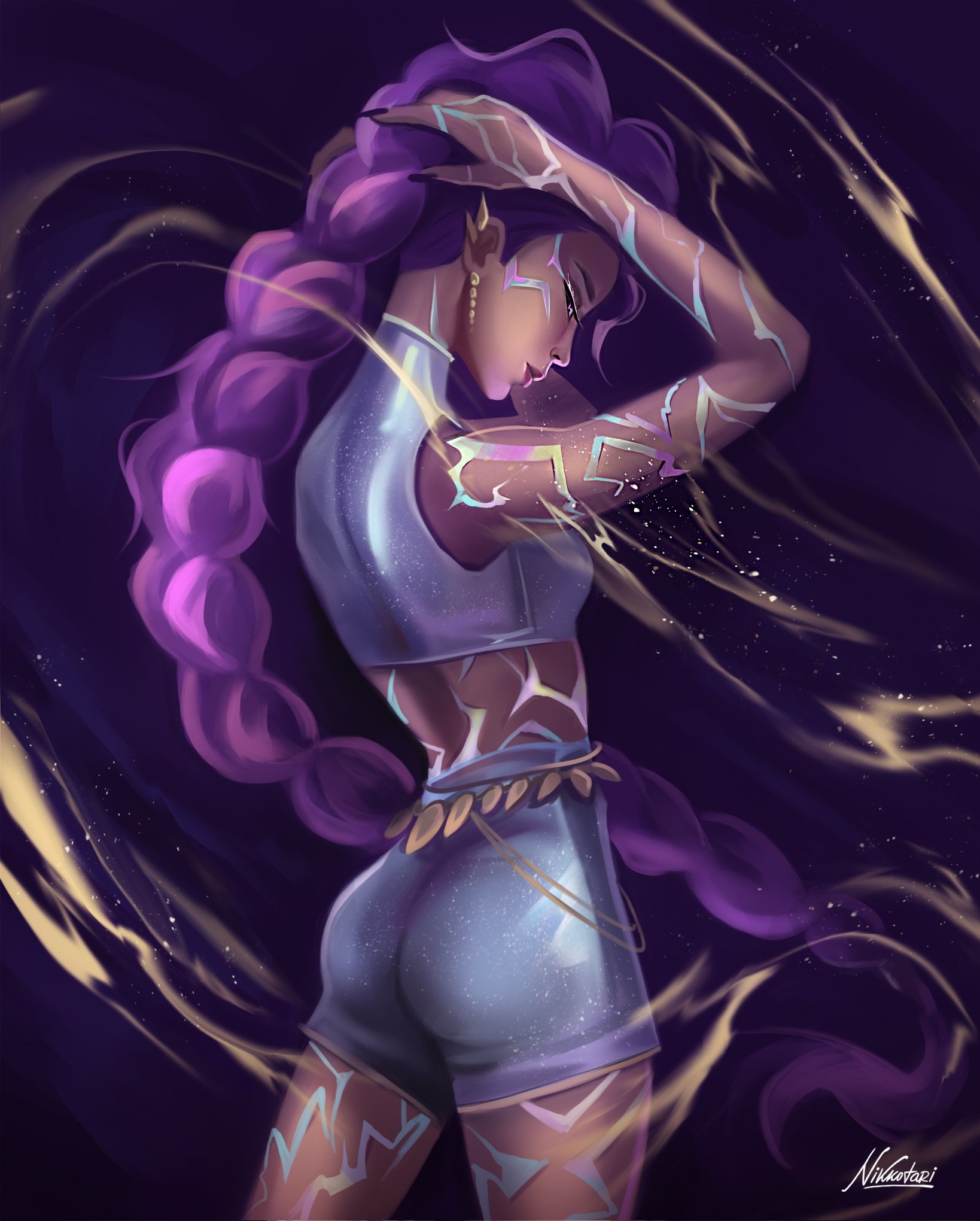 1girls, big ass, big breasts, breasts, curvaceous, curvy, curvy figure, digital media (artwork), female, half demon, half-demon, hips, huge ass, huge breasts, kpop demon hunters, large ass, large breasts, legs, mature, mature female, nikkotari, rumi (kpop demon hunters), slim waist, thick, thick hips, thick legs, thick thighs, thighs, voluptuous, waist, wide hips