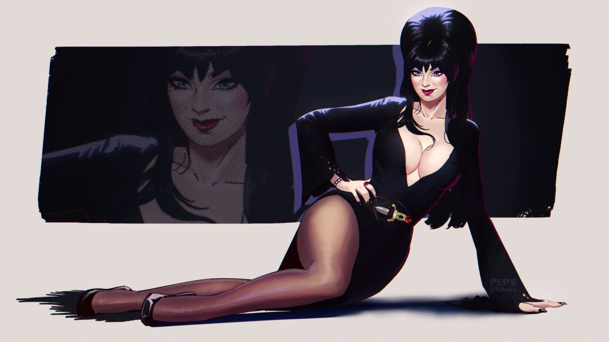 1girls, aunt morgana talbot, big ass, big breasts, big thighs, breasts, bust, busty, cassandra (oc), chest, curvaceous, curvy, curvy figure, digital media (artwork), elvira, elvira: mistress of the dark, female, hips, hourglass figure, huge ass, huge breasts, huge thighs, large ass, large breasts, large thighs, light, light skin, light-skinned female, mature, mature female, pepedraws, slim waist, thick, thick hips, thick legs, thick thighs, thighs, voluptuous, waist, wide hips