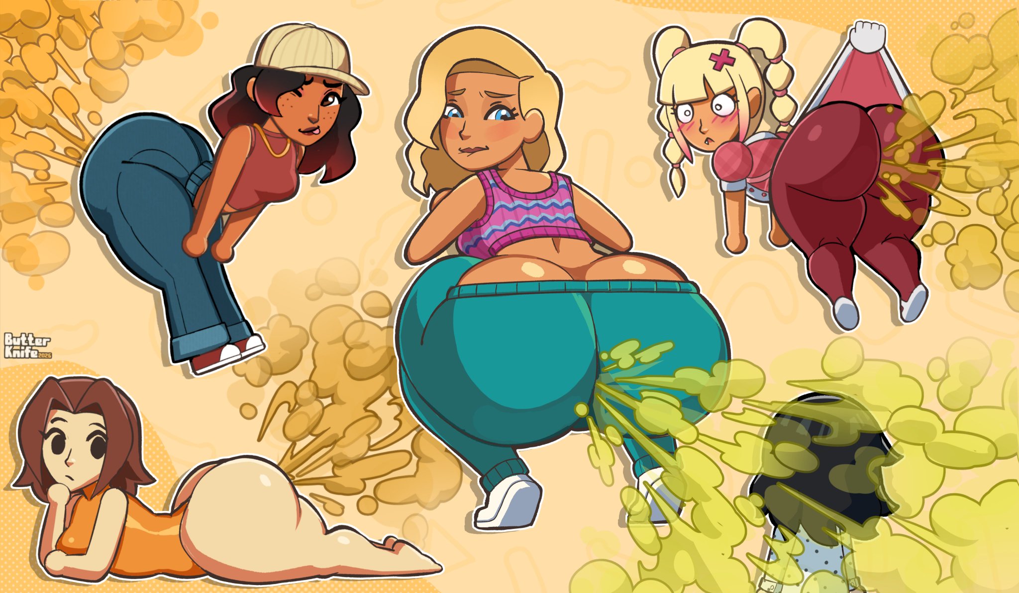 4girls, alice (tomodachi life), angie (mii), anne (tomodachi life), ass, ass cleavage, ass focus, big ass, big breasts, butterknife742, crystal (mii), crystal (tomodachi life: living the dream), embarrassed, fart, fart cloud, fart fetish, gas, gassy, huge ass, jeans, laying on stomach, lifting skirt, mii, mii gunner, mii gunner (smash 4), nintendo, super smash bros., super smash bros. for nintendo 3ds and wii u, tagme, thick ass, tomodachi life, tomodachi life: living the dream, upskirt