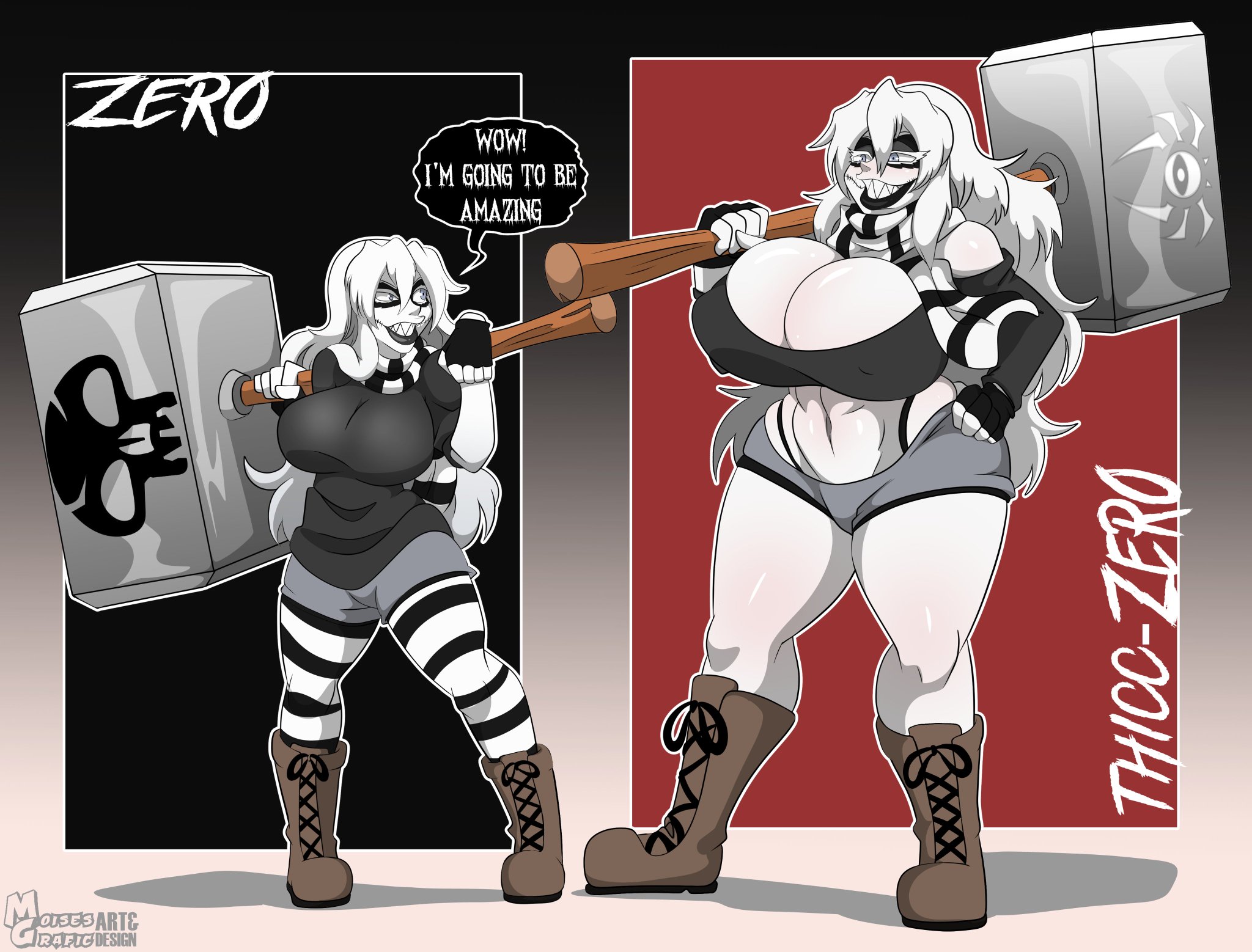 1girls, big ass, big breasts, breasts, creepypasta, female, hammer, magic the gathering, moisesgrafic, pale-skinned female, zero (creepypasta)