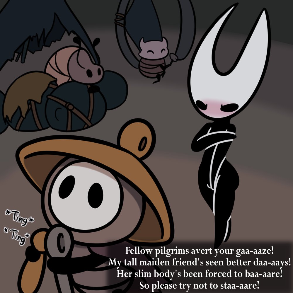1girls, ass, covering, embarrassed, female, hollow knight, hollow knight: silksong, hornet (hollow knight), nude, otterslinger, sherma (hollow knight), tagme