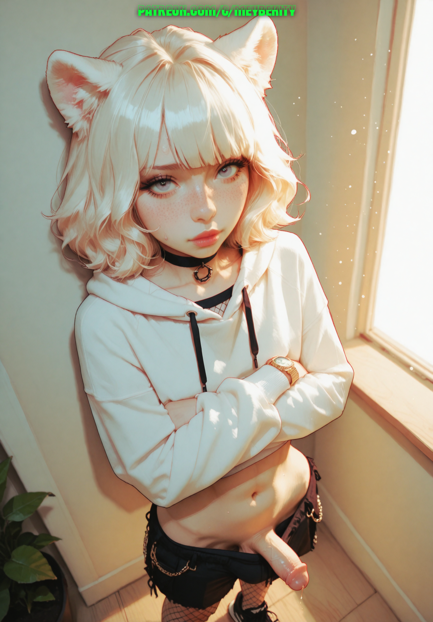 1boy, ai generated, balls, femboy, kemonomimi, male, meybekity, otoko no ko, penis, trap, yaoi