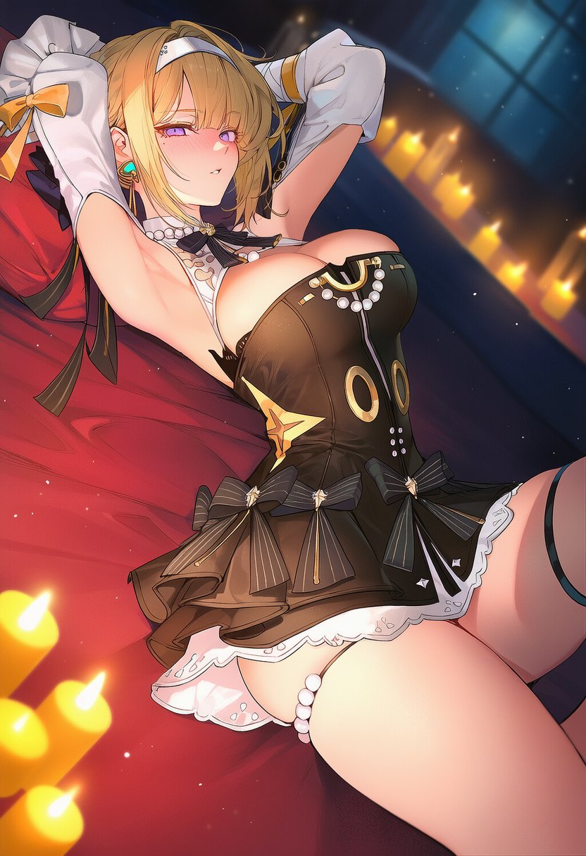 1girls, ai generated, astra yao (cosplay), breasts, cleavage, dress, evelyn chevalier, female, female focus, female only, large breasts, light skin, light-skinned female, looking at viewer, solo, thick thighs, thigh strap, thighs, timmytommy, wide hips, zenless zone zero