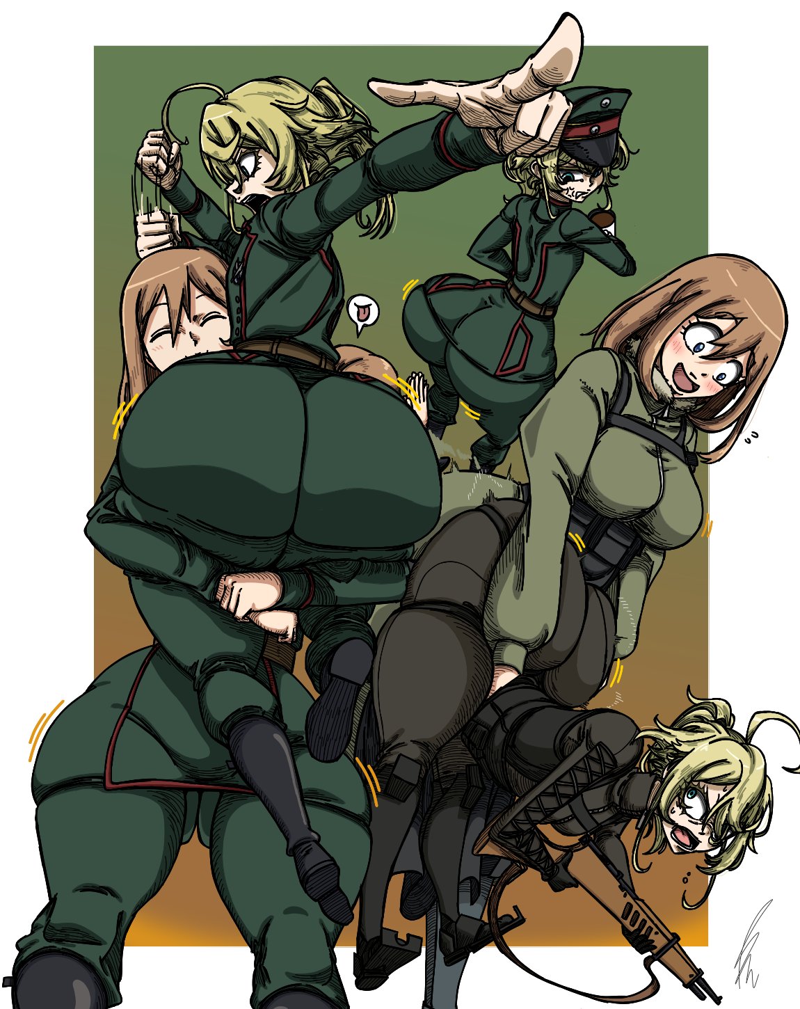 alternate ass size, bencarts, bendraws, big ass, fat ass, female only, huge ass, tanya degurechaff, viktoriya ivanovna serebryakov, youjo senki