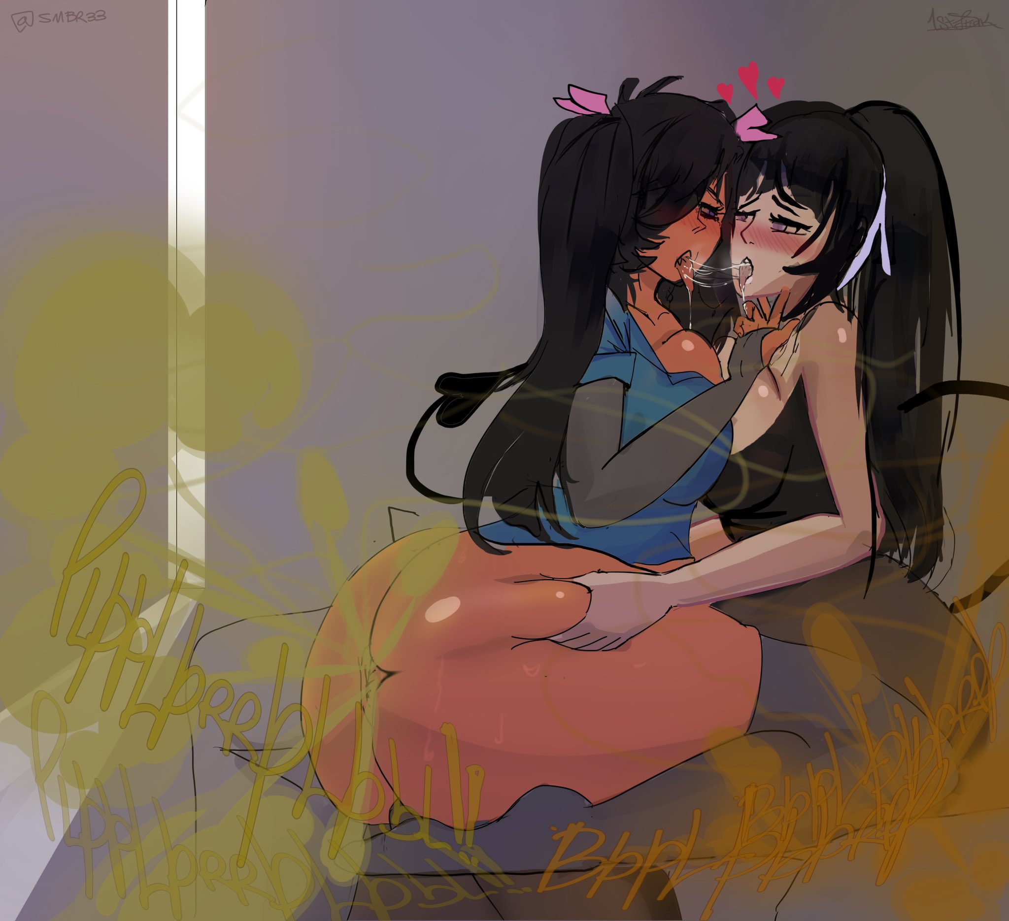 1ststinksfirst, 2girls, big ass, big butt, fart, fart fetish, female, heloise (surreal mayhem), making out, yuri